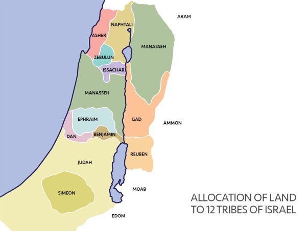 Map of the 12 Tribes of Israel by Sweet Publishing from FreeBibleImages.org, (CC BY-SA 3.0)