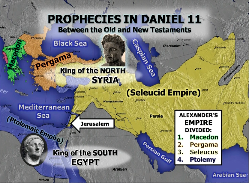 The 4 kingdoms of Greece created after Alexander the Great. Image from Ken Raggio.
