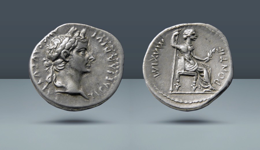 A Roman Denarius Coin, which says on the back, "Pontif Maxim"